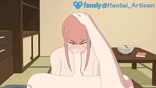 MAKIMA FULL HENTAI  BLOWJOB POV  DOUBLE PENETRATION  DEEPTHROAT