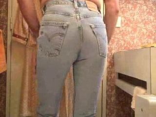 Wetting his levis jeans