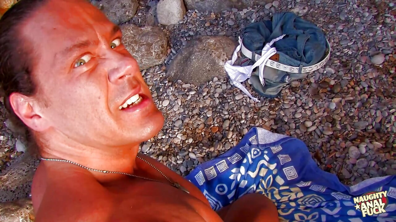 Hot blonde French slut gives up her mouth, pussy, and asshole on a secluded beach