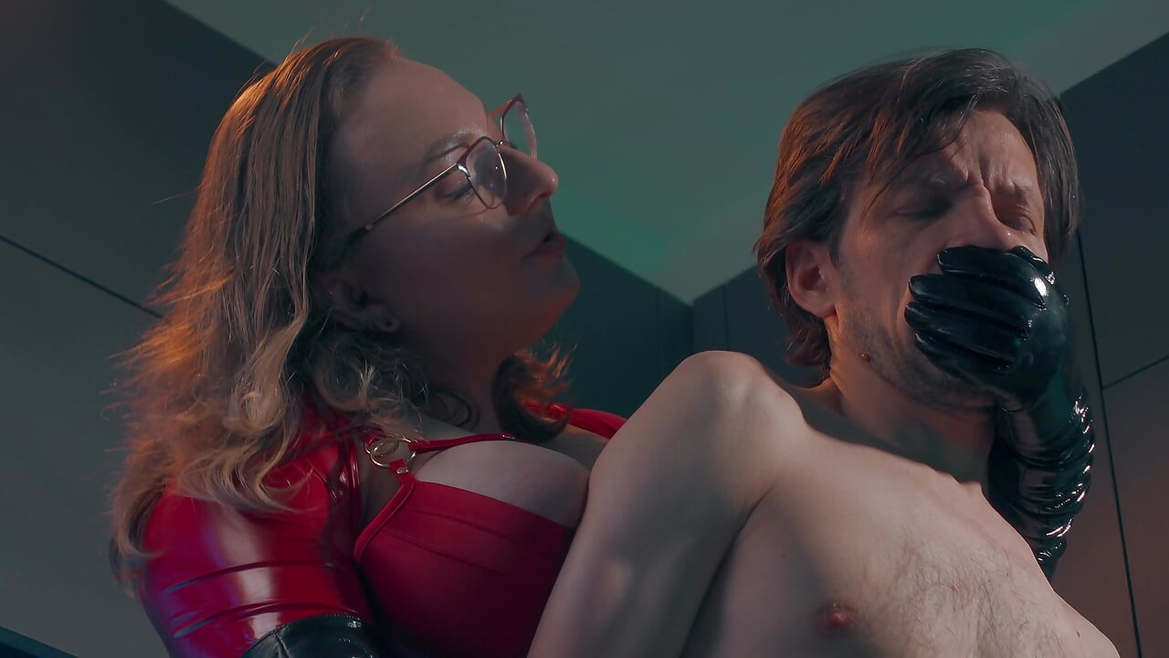 MILF teasingly masturbates him vigorously with her gloved hand, ruins his orgasm harshly forbids him fr coming. Hand Over Mouth