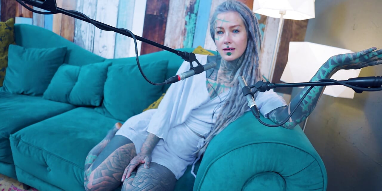 I talk about K - Kindness - ASMR podcast SFW talking goth skinny girl dreadlocks tattoo model inked girl
