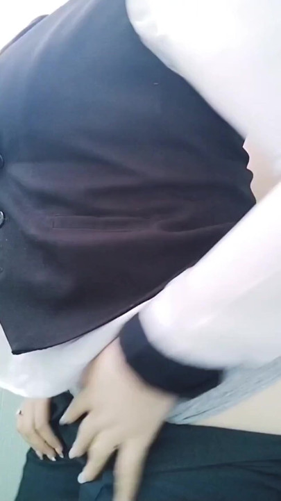 sexy Latina secretary with a big butt takes off all her clothes in the bathroom of her office | Clip 1