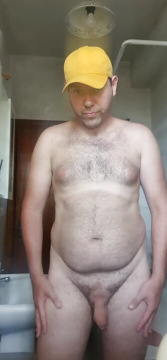 All naked with a yellow hat