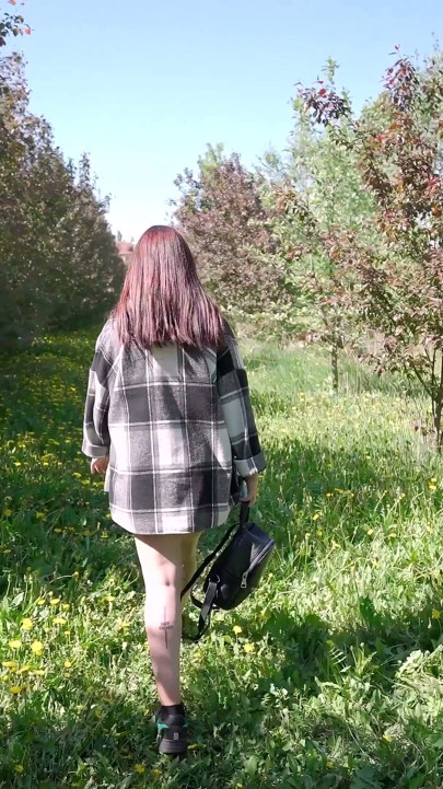 Outdoor Fun with Nerdy Girl in Glasses