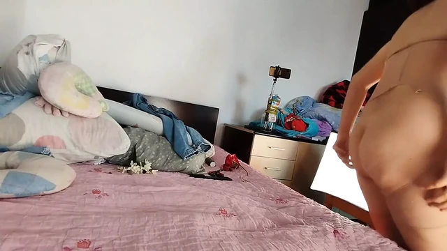 Sexy and Naughty Wife Tries on Clothes That She Cuts.