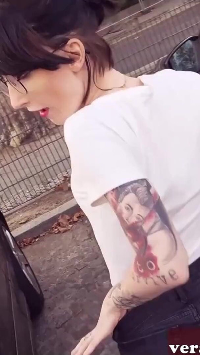 Skinny German Teen with glasses picked up for a real sex date in a car | Clip 1