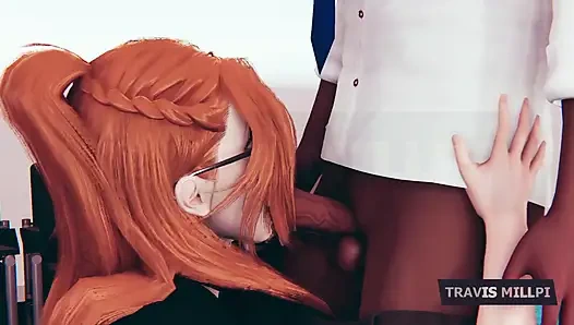 Büyük memeli kızıl saçlı sekreterle saatler süren cezadan sonra ofiste baştan çıkarma