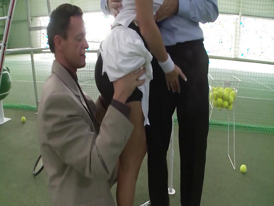 Sex on Job Scene 3: Busty Brunette MILF Enjoys Double Penetration on the Tennis Court