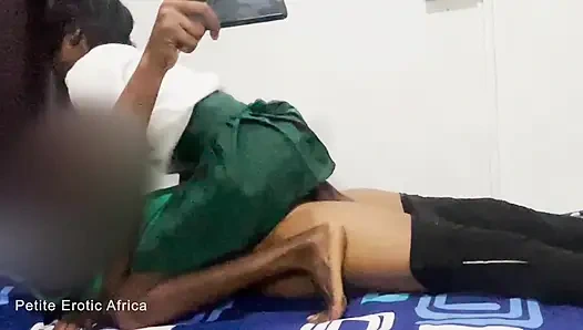 African Teen Bitch in Uniform. Fucks Cowgirl After School