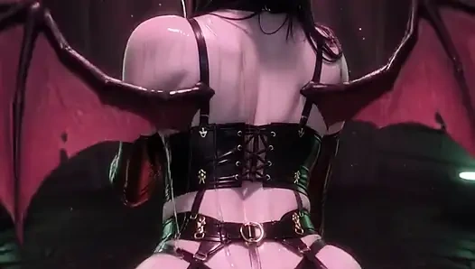 Small hentai succubus masturbates with big tits