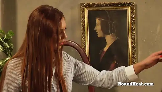 Two Sensual Lesbians Slave Butt Naked On A Bed Enjoying With Madame