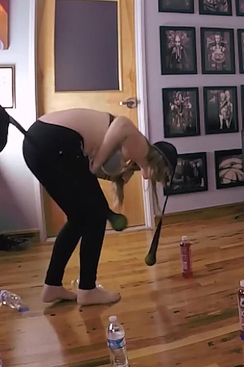 A Strip Panty Hoes Game in the Living Room with Three Ladies