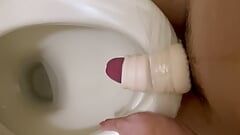 A virgin college student uses a masturbator and a cock ring to mass ejaculate the sperm that has accumulated for a week