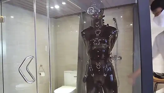 Mz20 - the Girl in Latex Clothing Locked in a Glass Room