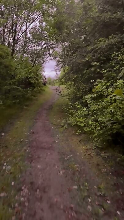 Exploring new tracks walking naked barefoot