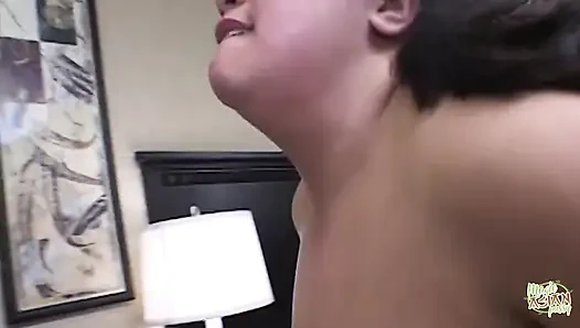 This Adorable BBW Girl Wears Short Lace Socks During Her Doggy Style Pounding