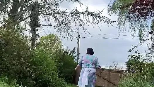 In vintage maid outfit for a day