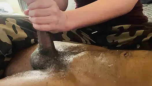 Daddy's gets a creamy lotion soaked Footjob