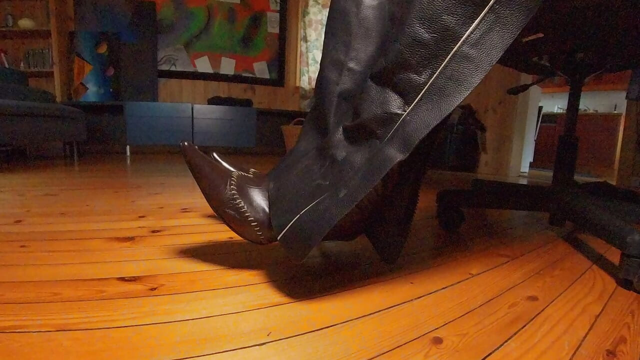 Leather chaps and pointy boots