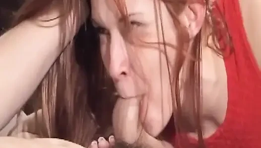 Mature Redhead MILF Takes Thick Facial After Deep Suck