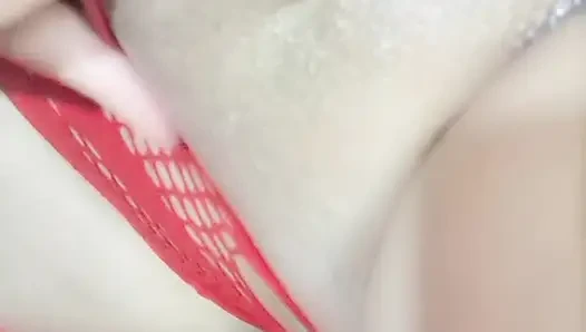 The stepsister's virgin pussy, I tease her with my huge cock and my tip