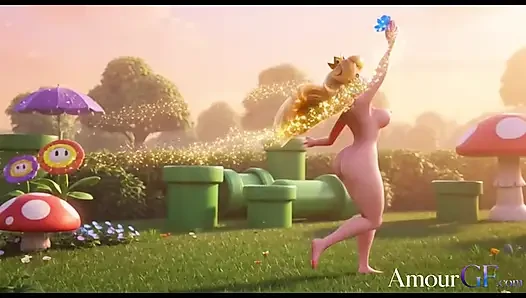 3 boyutlu animasyon prenses peach bahçede her şeyi derine alıyor