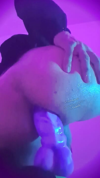POV getting my femboy ass stretched by a furry dildo