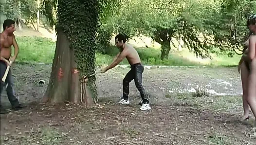 Lesbian Threesome Turns Into an Orgy in the Woods