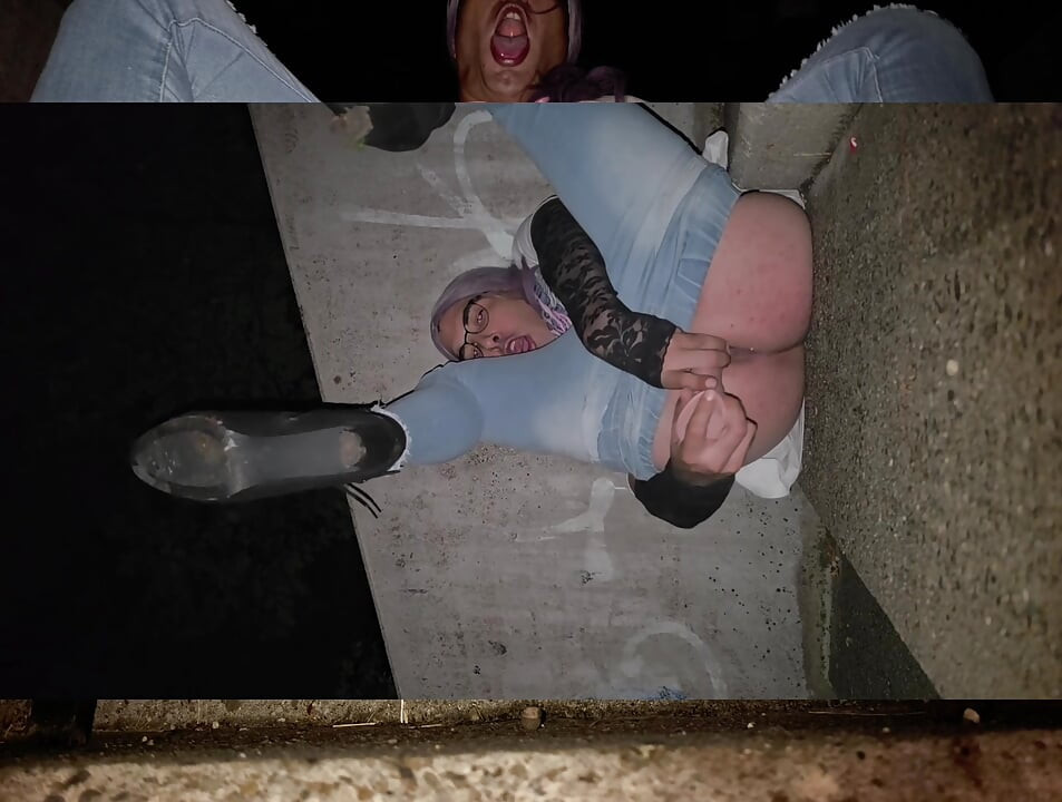 Sissy whore on the road with the dildo