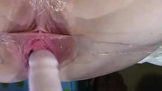 7 Very Close Spread Pussy Fucking with Dildo and Glass