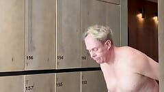 Jerking off in locker room naked