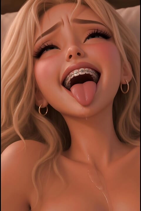 Blonde anime girlfriend with braces needs you