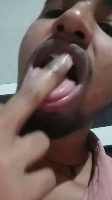 Play with finger as cock cum in mouth | Clip 1