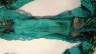 sexy turquoise panty cumshot