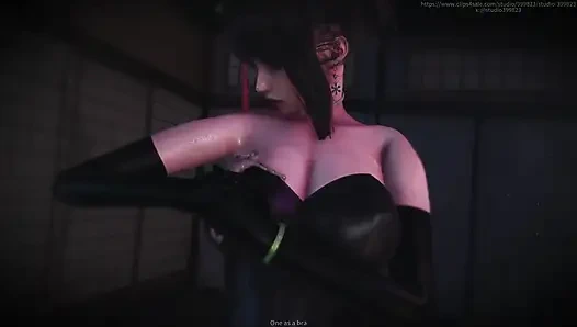 B028 köle küçülmüş ve daha sonra Asya tanrıçasının göğüsleriyle oynuyor. Yüze oturma, osurma, dil yalama, ayak yalama