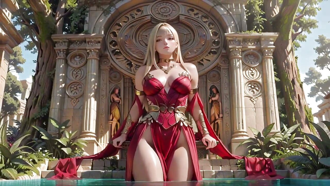 Blonde Queen in Red Armor! the Forbidden Throne. From Noble Poses to Intimate Crawling, Her Lazy Glaze Drenches You Instantly.