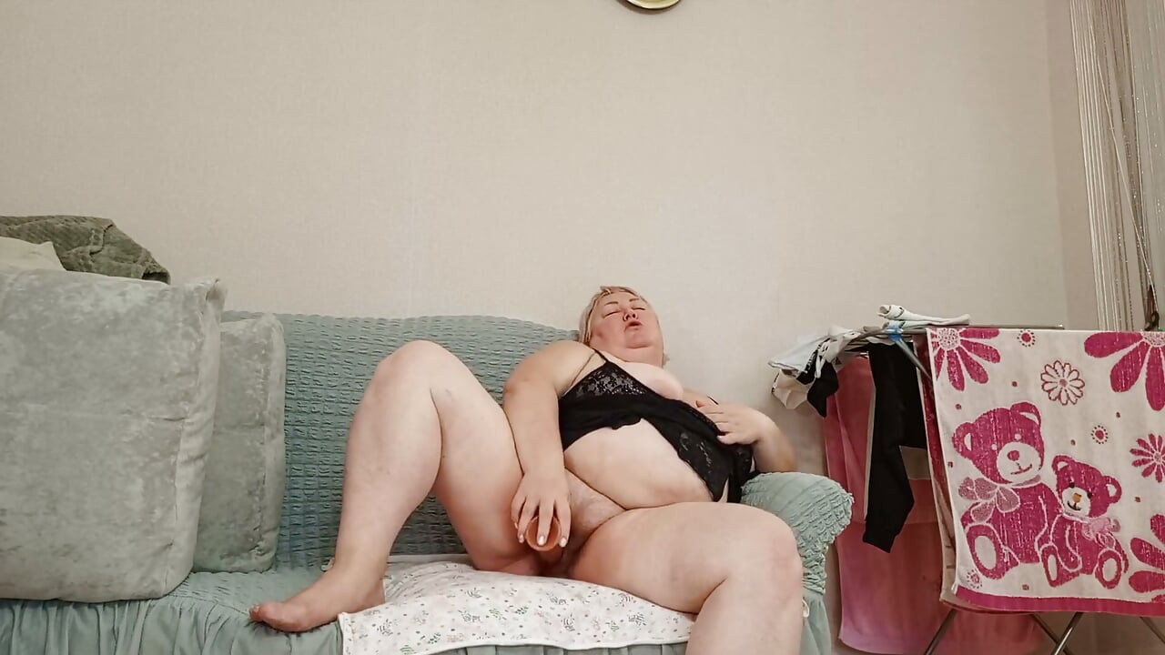 Mother-in-law with a Big Ass and a Dildo in Her Pussy
