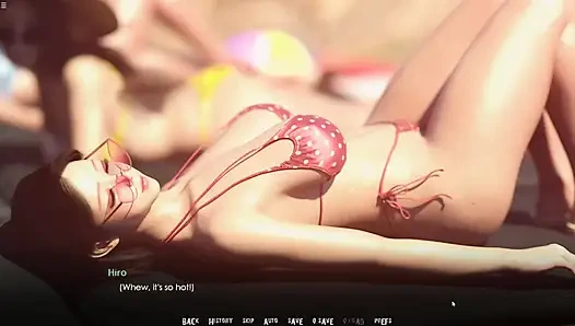 Hiro memijat bikini ibu tiri jepang pantat besar di pantai dengan saudara tiri