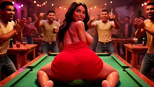 Büyük götlü ateşli ince favelada pagode'da çılgınca dans ediyor masada soyunuyor ve sonra karanlık sokakta işemek için çömeliyor