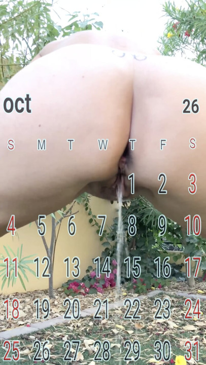 Mature - Rearview Peeing with Oct 26 Calendar