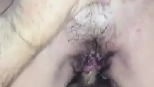 White wife with hairy cunt has cowgirl sex