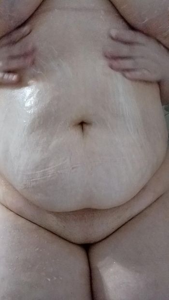 Chubby Bald Girl Jiggles Tummy