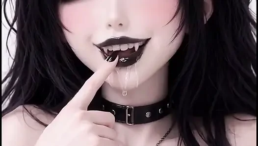 Ateşli 3 boyutlu anime gotik baddie beyaz uzayda parmaklıyor