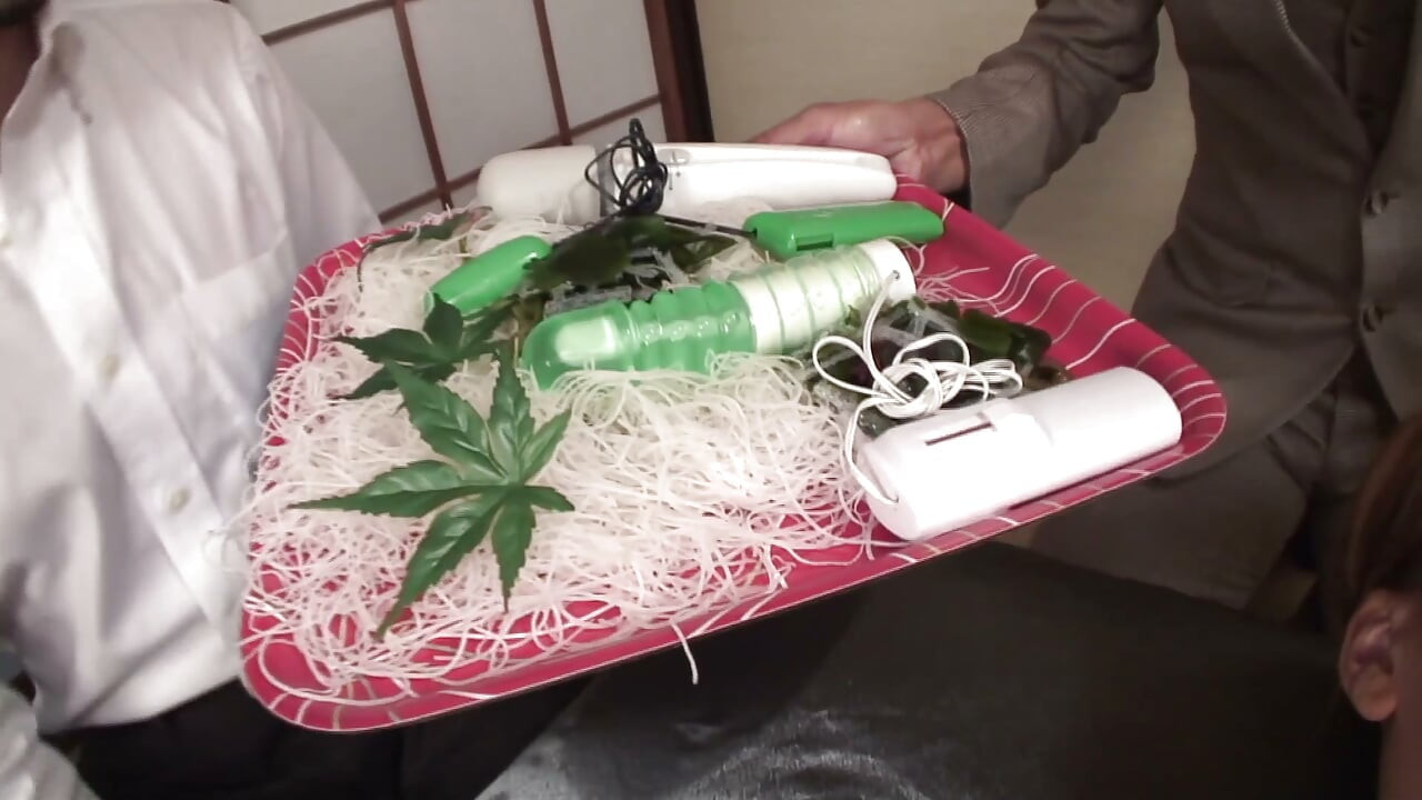 Japanese Body Sushi Slut – Suited Men Eat Her Pussy With