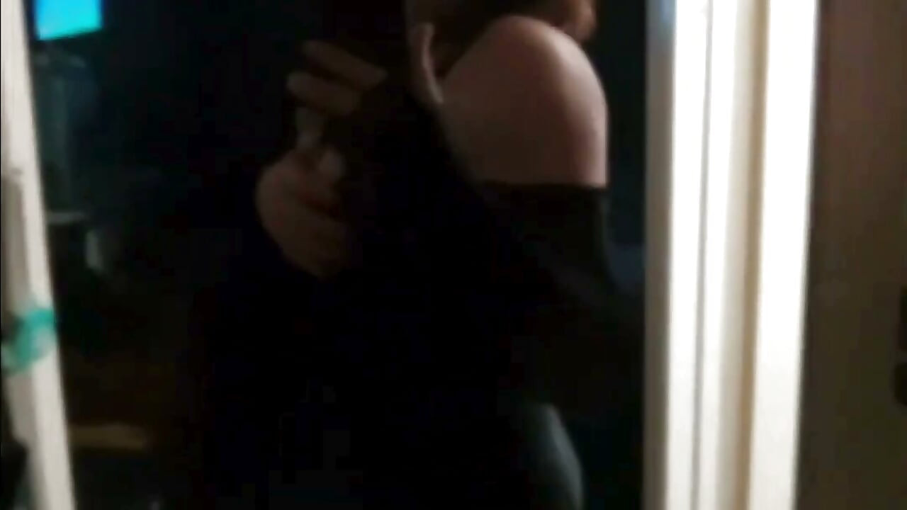 "Thick Ass Redhead in Tight Pink Pants Bathroom Mirror Selfie"