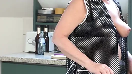 Mature Brunette MILF Pounded Hard on Kitchen Counter