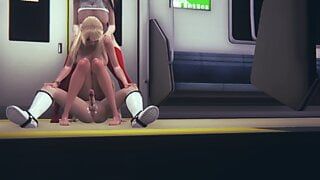 Hentai sem censura - Naty e Amy fazem um trio no metrô
