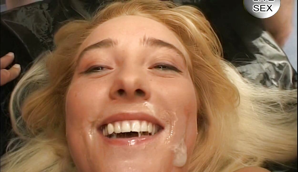 Blonde Lets Two Cocks Inseminate Her Face After Fucking