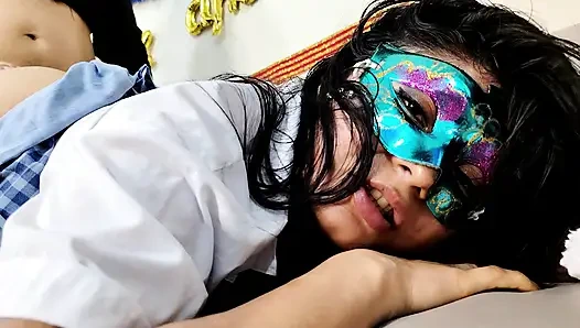 She fulfills her fantasy of sucking her stepfather's cock and then having passionate sex on a piece of furniture