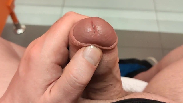 Masturbation in public toilet